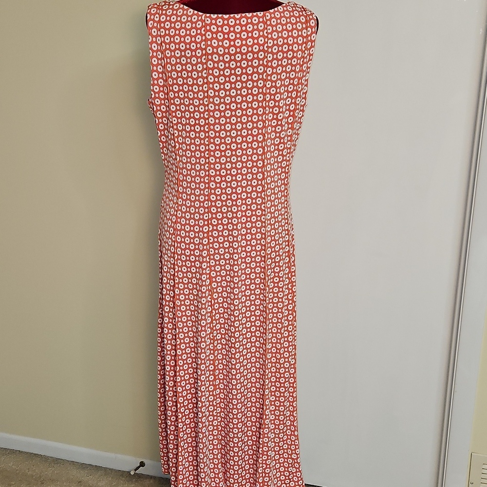 Perceptions Coral Polka Dot  Maxi Dress Size Large - Picture 4 of 7